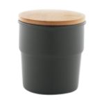 keramische beker 240 ml met bamboe deksel - grijs