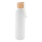 recycled aluminium fles 600 ml bamboe deksel - wit