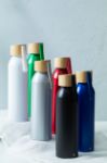 recycled aluminium fles 600 ml bamboe deksel