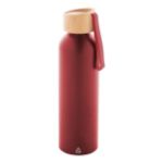 recycled aluminium fles 600 ml bamboe deksel - rood