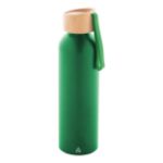recycled aluminium fles 600 ml bamboe deksel - groen