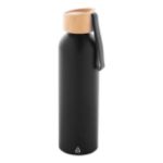 recycled aluminium fles 600 ml bamboe deksel - zwart