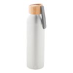 recycled aluminium fles 600 ml bamboe deksel - zilver