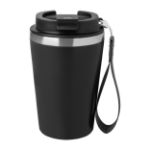 thermosbeker manabi 350 ml met rpet draagriem - zwart