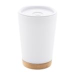thermobeker dellio 260 ml dubbelwandig bamboe voet - wit