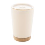 thermobeker dellio 260 ml dubbelwandig bamboe voet - ecru