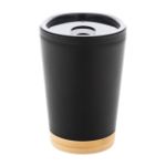 thermobeker dellio 260 ml dubbelwandig bamboe voet - zwart