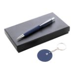 pen en sleutelhanger set miroset in papieren doos - marine