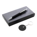 pen en sleutelhanger set miroset in papieren doos - zwart