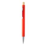 rabs balpen posher met bamboe knop en metalen clip - rood