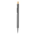 rabs balpen posher met bamboe knop en metalen clip - grijs