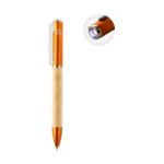 bamboe en rabs balpen penboo met led zaklamp - oranje