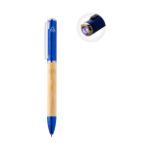 bamboe en rabs balpen penboo met led zaklamp - blauw