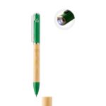 bamboe en rabs balpen penboo met led zaklamp - groen