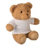 pluche teddybeer 23 cm met sublimatieprint t-shirt - wit