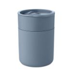 pp beker met siliconen sleeve 330 ml schuifdeksel - blauw