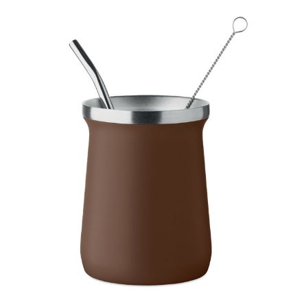 dubbelwandige yerba maté theekopje 240 ml - bruin
