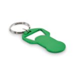 recycled alu sleutelhanger flesopener met token - groen