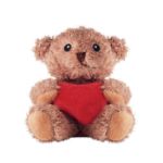 pluche teddybeer houdt rood hartje vast