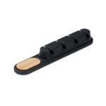 siliconen kabelorganizer met bamboe details - zwart