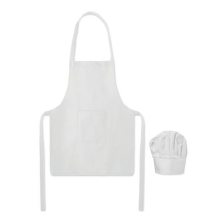 keukenset kinderen met koksmuts en schort 80 g/m2 - wit