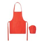 keukenset kinderen met koksmuts en schort 80 g/m2 - rood
