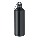enkelwandige fles 1000 ml met karabijnhaak - zwart