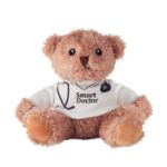 pluche teddybeer dokter geborduurde ogen en neus