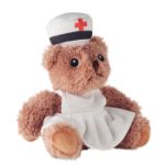 pluche teddybeer verpleegster met geborduurde ogen