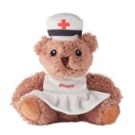 pluche teddybeer verpleegster met geborduurde ogen