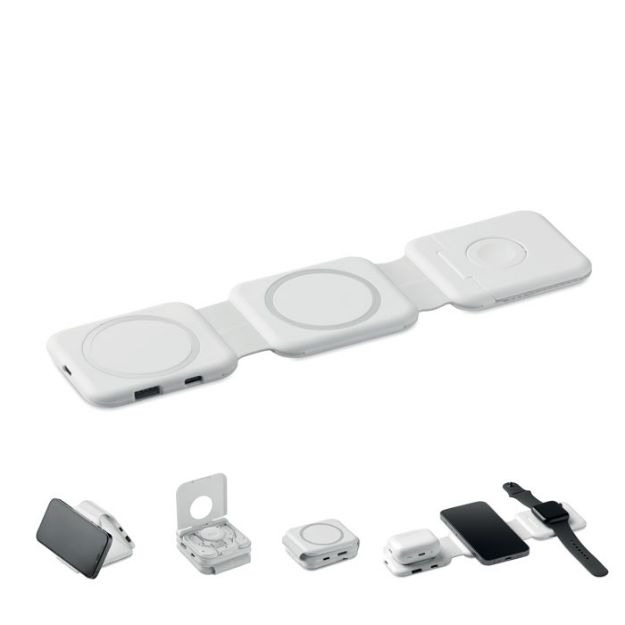 opvouwbaar station met 3 draadloze oplaadpunten