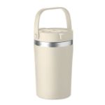 dubbelwandige recycled rvs beker 350 ml lekvrij - beige