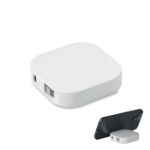 uittrekbare oplaad-/datakabel met telefoonhouder - wit