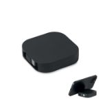 uittrekbare oplaad-/datakabel met telefoonhouder - zwart