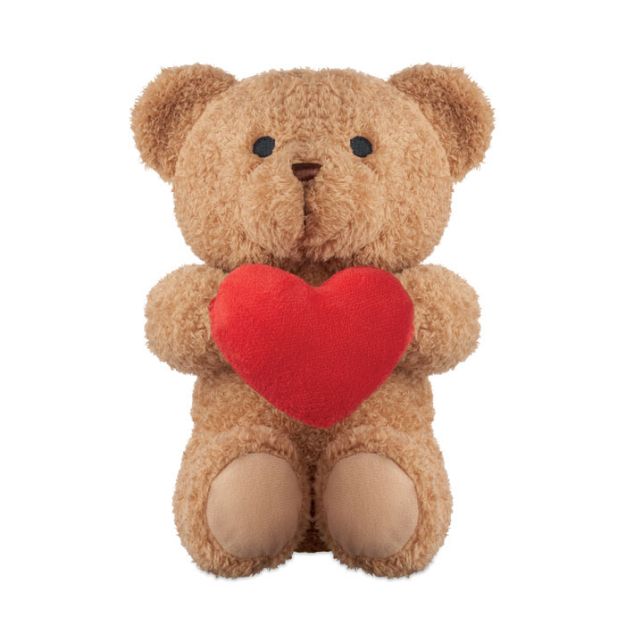 pluche teddybeer houdt rood hartje vast 23 cm