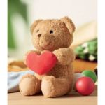 pluche teddybeer houdt rood hartje vast 23 cm