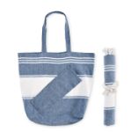 set van strandtas met hamamdoek 180 g/m2