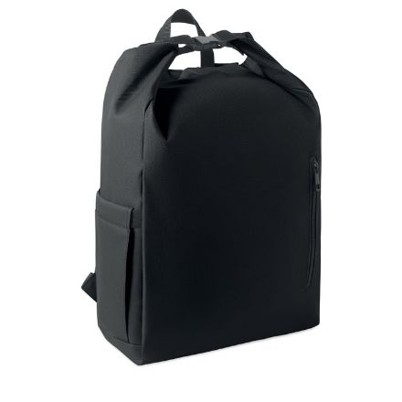 rolltop laptoprugzak 15 inch gewatteerde voering - zwart