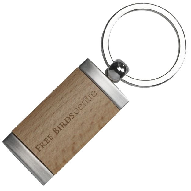 sleutelhanger in mat metalen uitvoering.