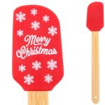 kerst siliconen bakspatel met bamboe handvat