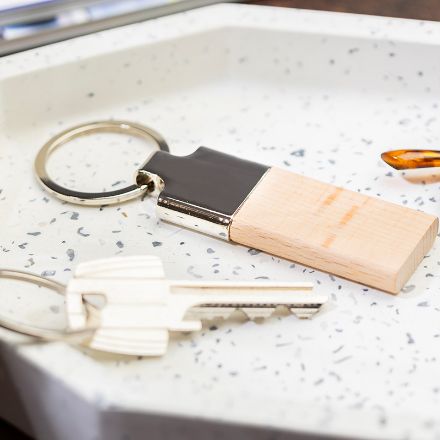 sleutelhanger rechthoekig met beukenhout