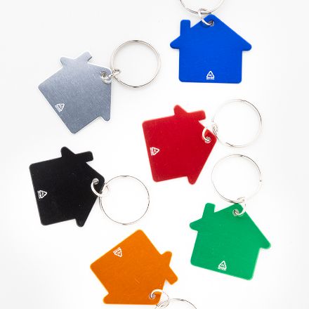 sleutelhanger ral met metalen ring huisvormig