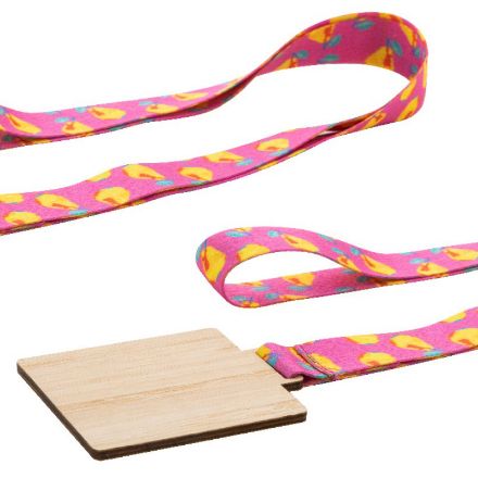 custom made bamboe medaille vierkant rpet lanyard