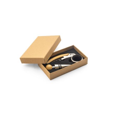 savory wijnset van bamboe en rvs afwerking