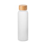 gematteerde glazen fles 520 ml bamboe schroefdop - wit