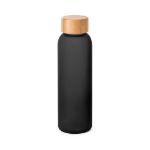 gematteerde glazen fles 520 ml bamboe schroefdop - zwart