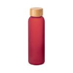 gematteerde glazen fles 520 ml bamboe schroefdop - rood