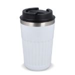 recycled rvs koffie beker 400 ml lekvrij deksel - wit