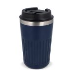 recycled rvs koffie beker 400 ml lekvrij deksel - blauw