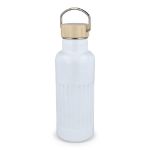 recycled rvs thermofles 500 ml lekvrije bamboedop - wit